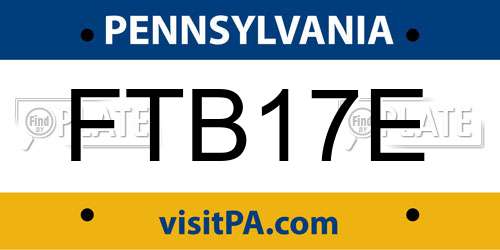 FTB17E Pennsylvania License Plate