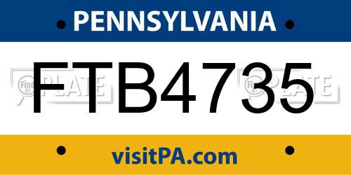 FTB4735 Pennsylvania License Plate
