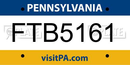 FTB5161 Pennsylvania License Plate