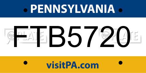 FTB5720 Pennsylvania License Plate