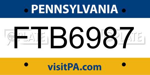 FTB6987 Pennsylvania License Plate