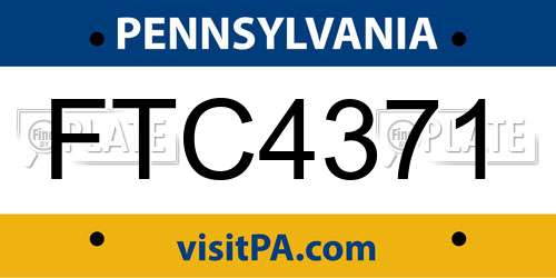 FTC4371 Pennsylvania License Plate