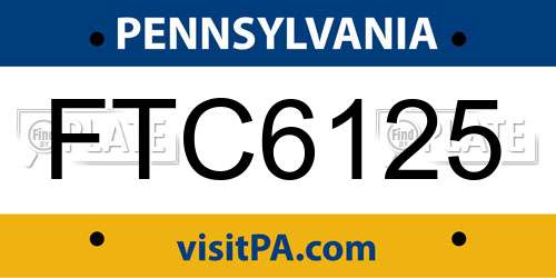 FTC6125 Pennsylvania License Plate