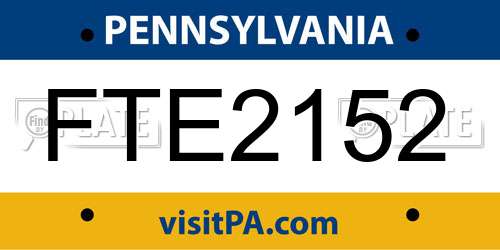 FTE2152 Pennsylvania License Plate
