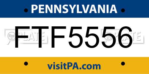 FTF5556 Pennsylvania License Plate