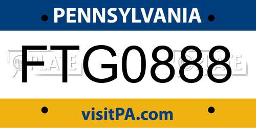 FTG0888 Pennsylvania License Plate