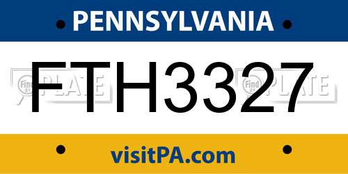 FTH3327 Pennsylvania License Plate