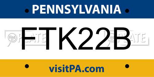 FTK22B Pennsylvania License Plate