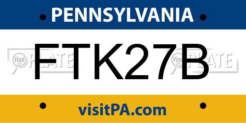 FTK27B Pennsylvania License Plate