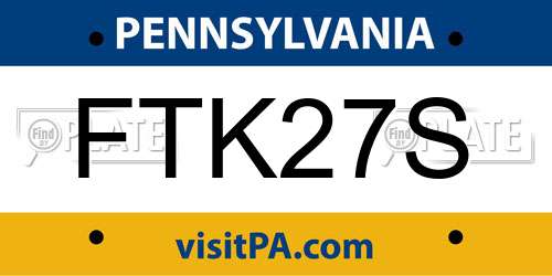 FTK27S Pennsylvania License Plate