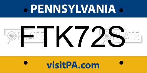 FTK72S Pennsylvania License Plate