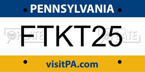 FTKT25 Pennsylvania License Plate
