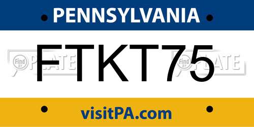 FTKT75 Pennsylvania License Plate