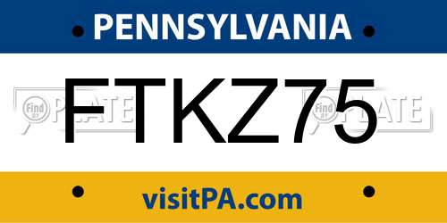 FTKZ75 Pennsylvania License Plate