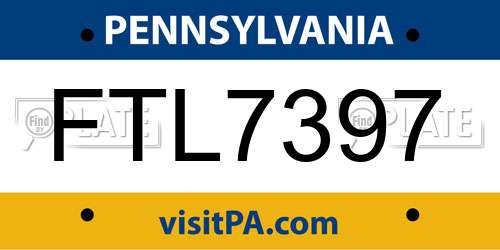 FTL7397 Pennsylvania License Plate