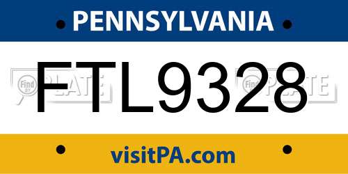 FTL9328 Pennsylvania License Plate