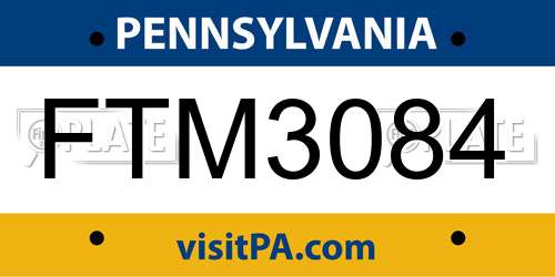 FTM3084 Pennsylvania License Plate