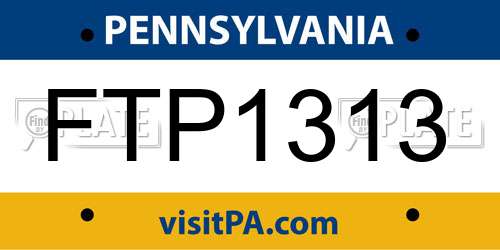 FTP1313 Pennsylvania License Plate