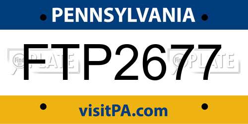 FTP2677 Pennsylvania License Plate