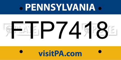FTP7418 Pennsylvania License Plate