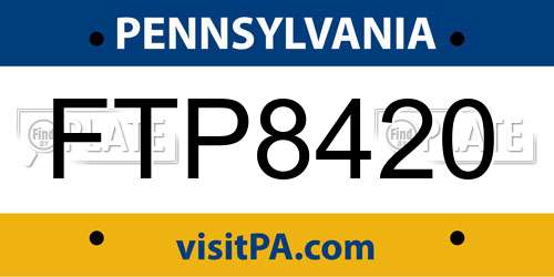 FTP8420 Pennsylvania License Plate