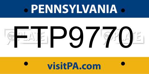 FTP9770 Pennsylvania License Plate
