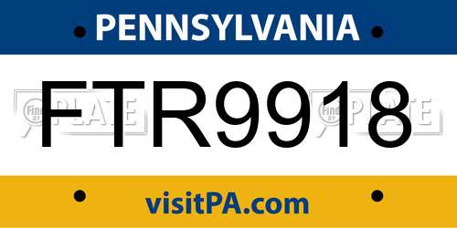 FTR9918 Pennsylvania License Plate