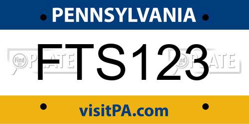 FTS123 Pennsylvania License Plate