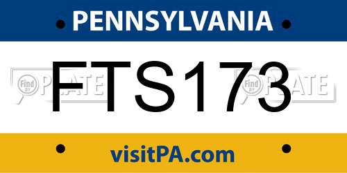 FTS173 Pennsylvania License Plate