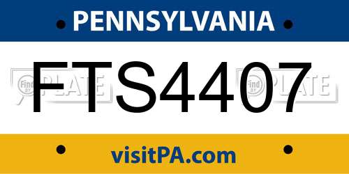 FTS4407 Pennsylvania License Plate