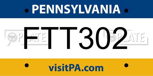 FTT302 Pennsylvania License Plate