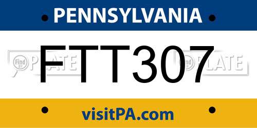 FTT307 Pennsylvania License Plate