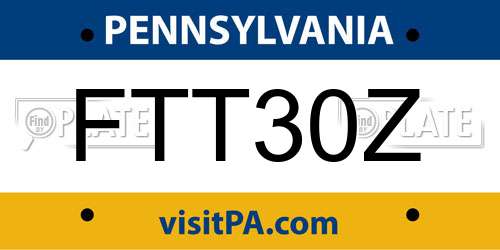 FTT30Z Pennsylvania License Plate