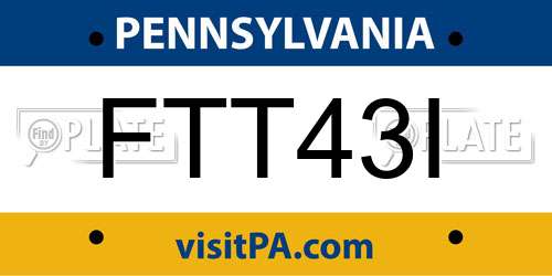 FTT43I Pennsylvania License Plate