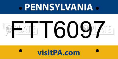 FTT6097 Pennsylvania License Plate