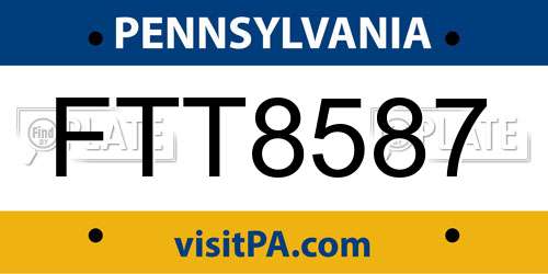 FTT8587 Pennsylvania License Plate