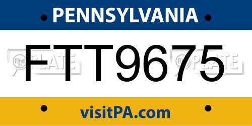 FTT9675 Pennsylvania License Plate