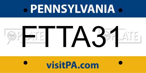 FTTA31 Pennsylvania License Plate