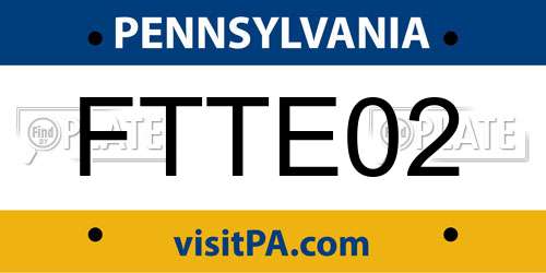 FTTE02 Pennsylvania License Plate