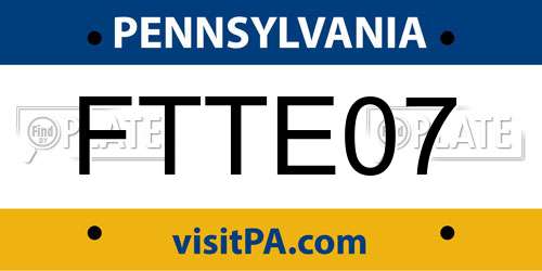 FTTE07 Pennsylvania License Plate