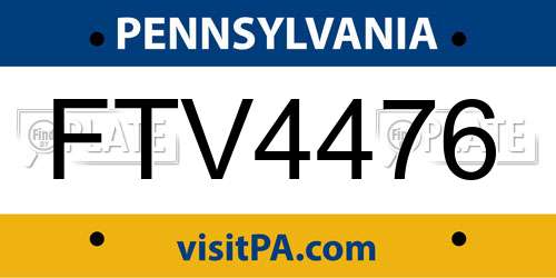 FTV4476 Pennsylvania License Plate