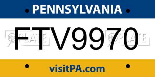 FTV9970 Pennsylvania License Plate