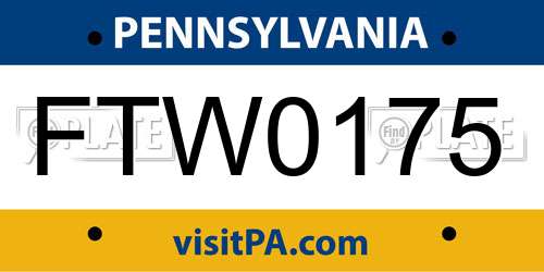FTW0175 Pennsylvania License Plate