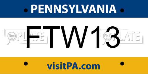 FTW13 Pennsylvania License Plate