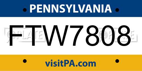 FTW7808 Pennsylvania License Plate