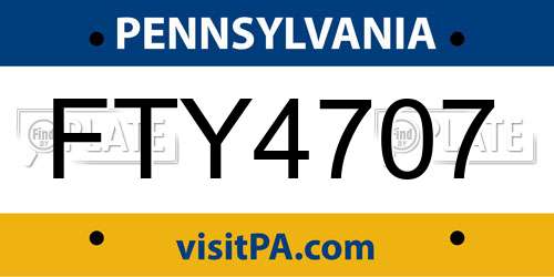 FTY4707 Pennsylvania License Plate