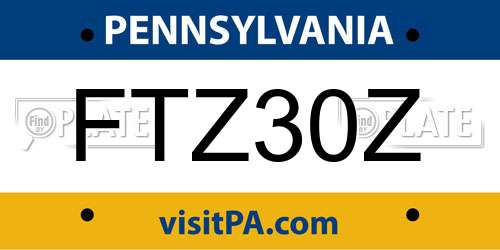 FTZ30Z Pennsylvania License Plate