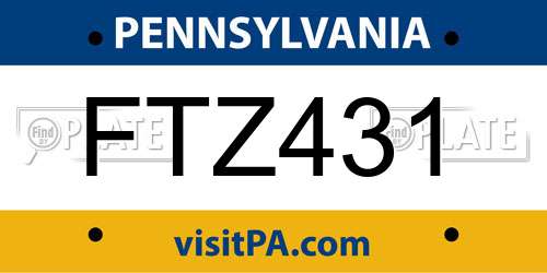 FTZ431 Pennsylvania License Plate