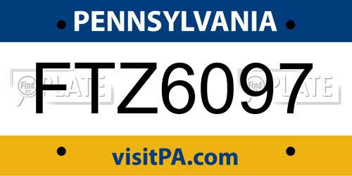 FTZ6097 Pennsylvania License Plate