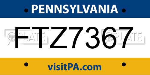FTZ7367 Pennsylvania License Plate